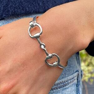 Sterling Silver HorseBit Bracelet Snaffle D Ring Bangle